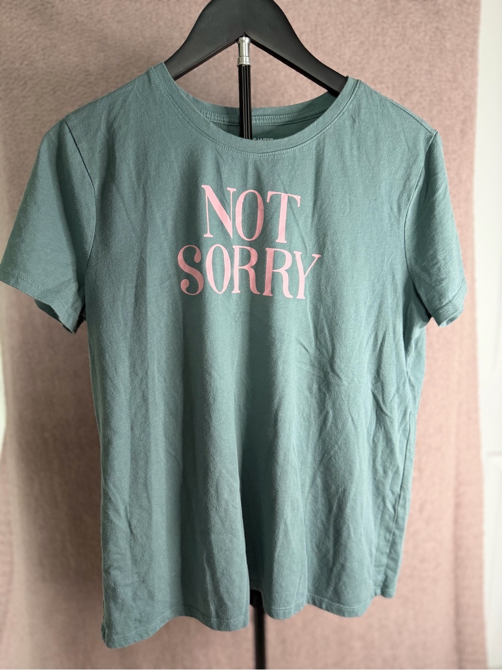Nine West Teal Short-Sleeve Tee with Pink "NOT SORRY" Graphic